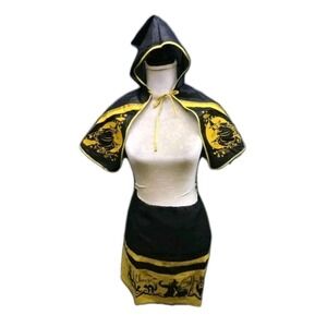 1940s Witch Costume Set‎ in Original Box — Hooded Top, Skirt & 2 Masks — Small